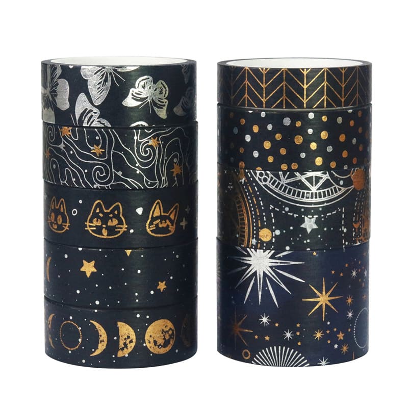 Black Sky Foil Silver Washi Tape Set