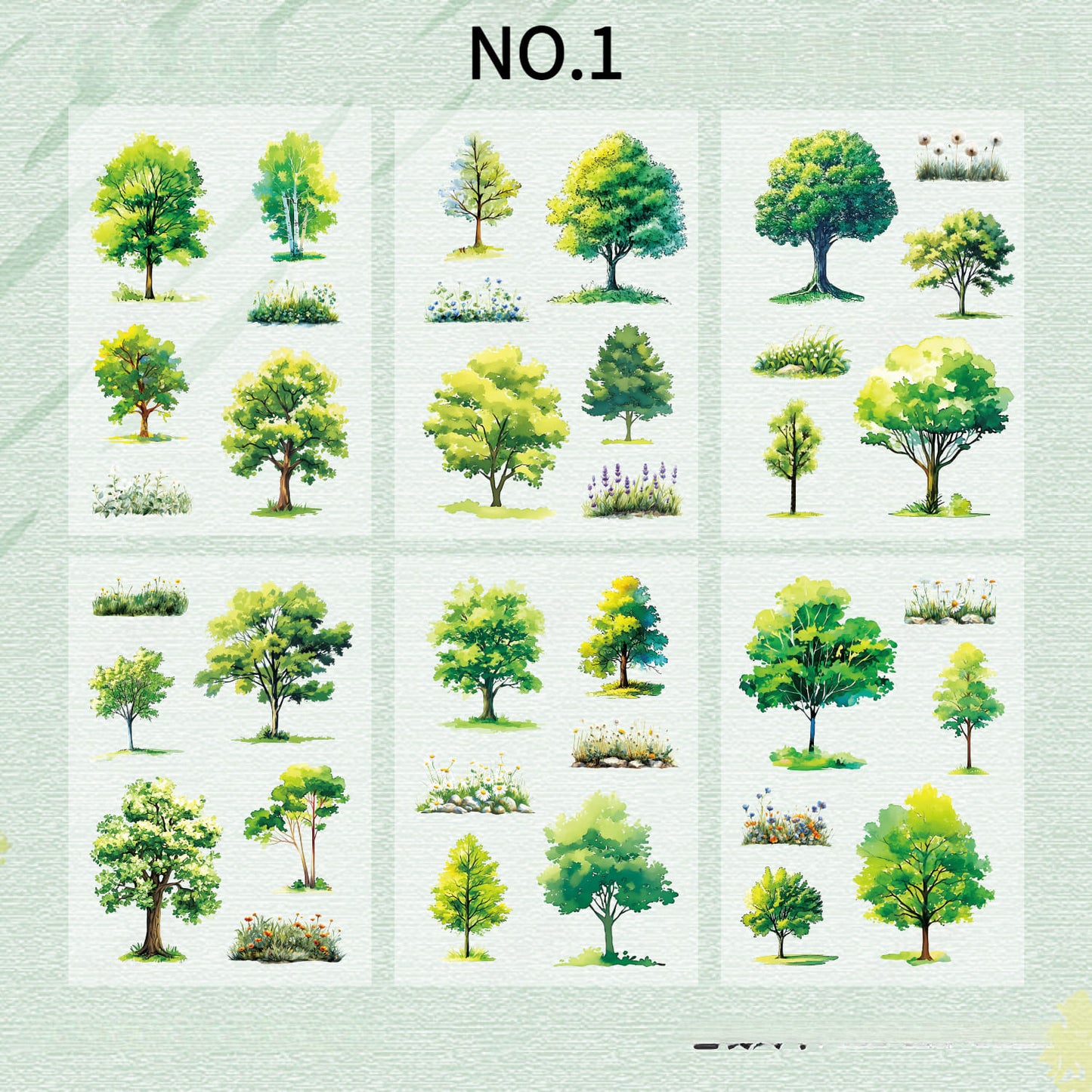 Four Seasons Trees PET Stickers