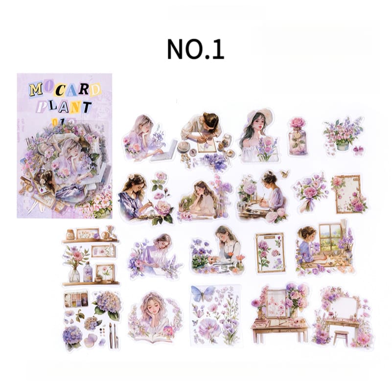 Plant And Girl Theme Stickers