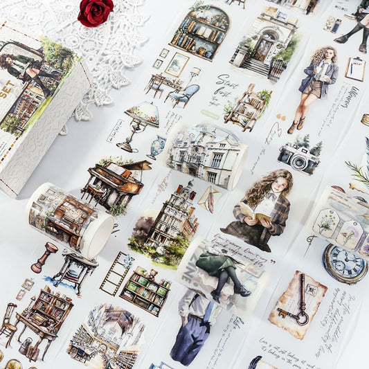 4PCS College PET/Washi Tape