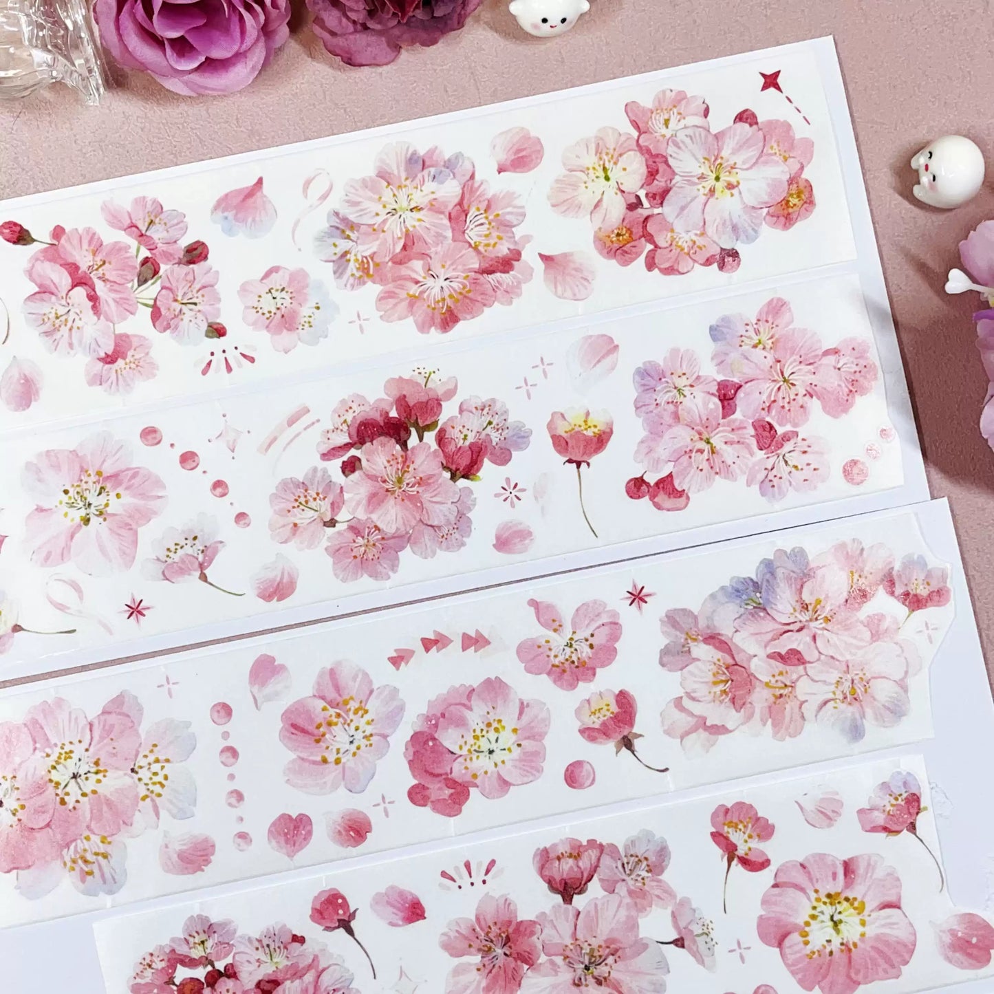 Cherry Blossom Die-Cut PET/Washi Paper Tape (One Cycle)