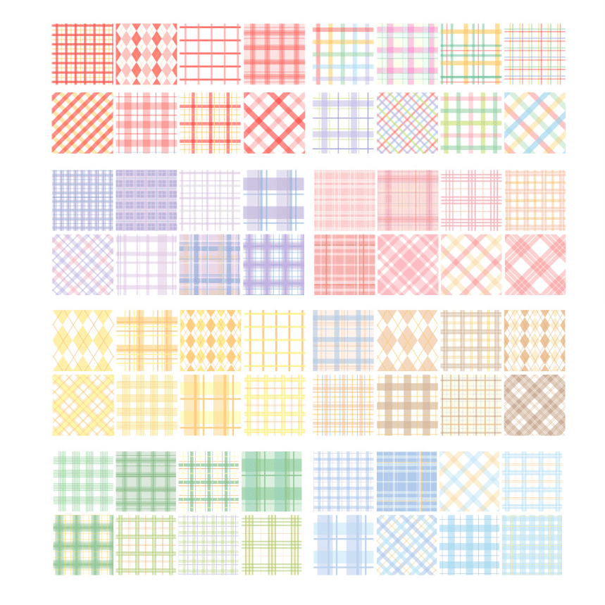 60PCS Plaid Pattern Washi Tape Set