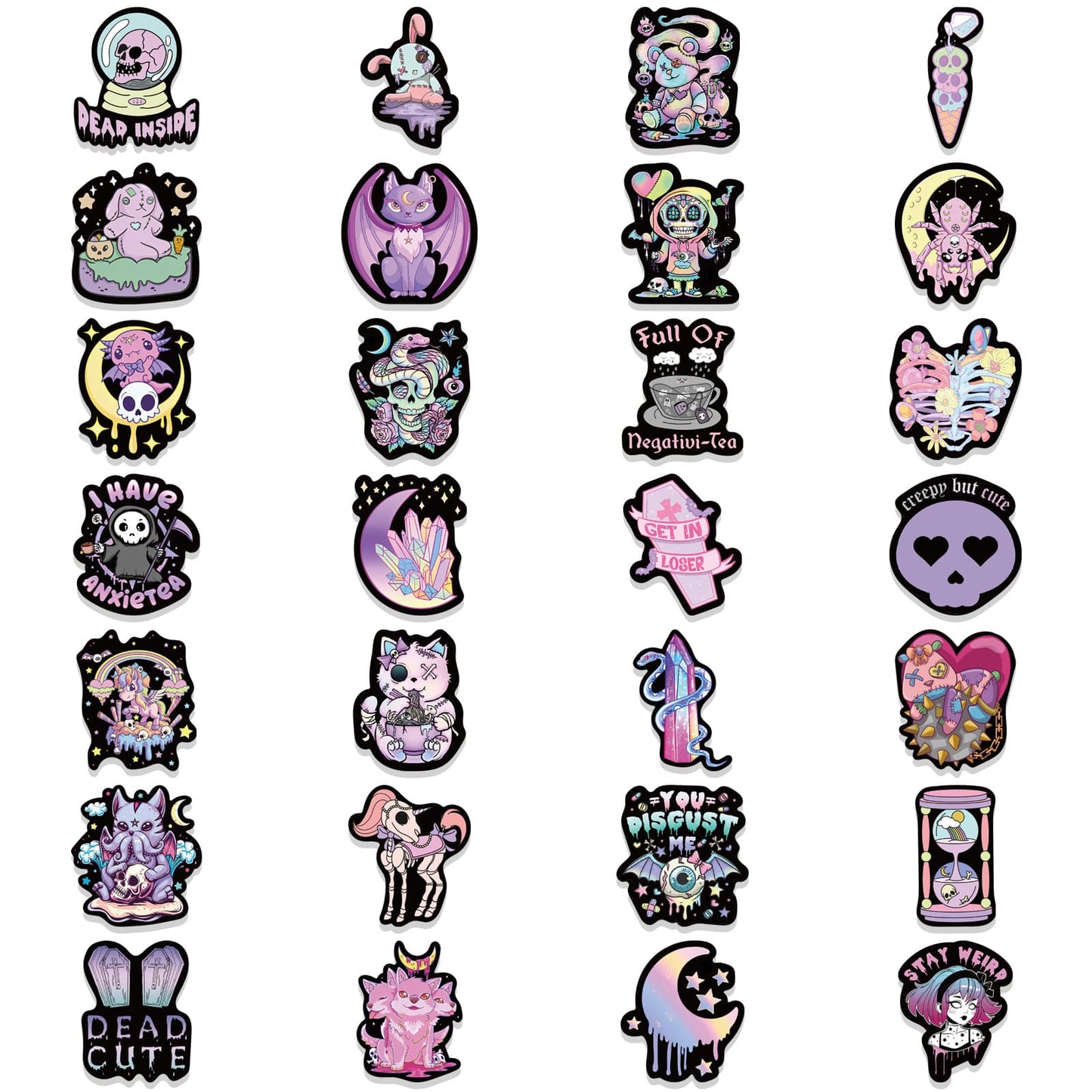 50PCS Gothic Dark Purple Sticker Pack