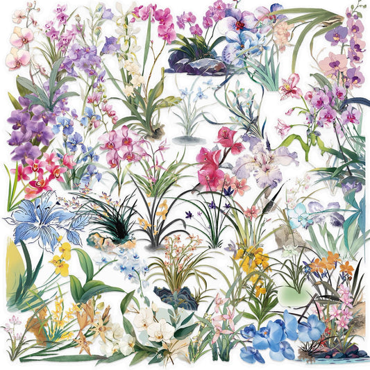 50PCS Orchid Grass Stickers