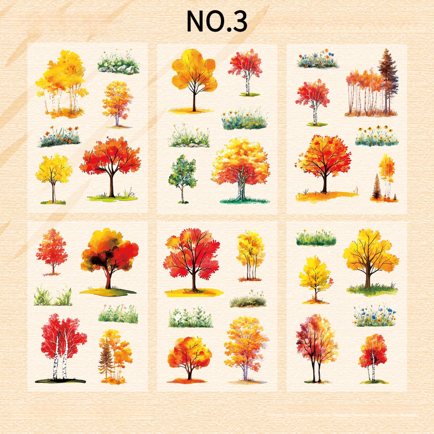 Four Seasons Trees PET Stickers
