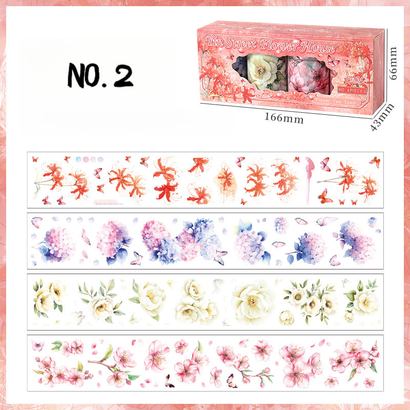 4 PCS Floral Theme PET Tapes
