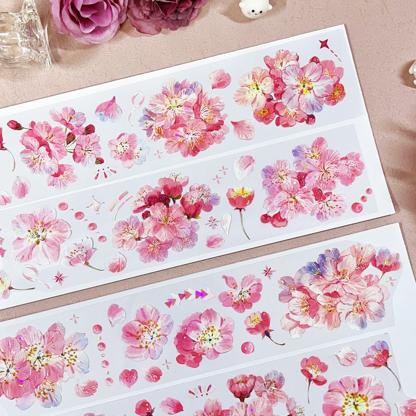 Cherry Blossom Die-Cut PET/Washi Paper Tape (One Cycle)