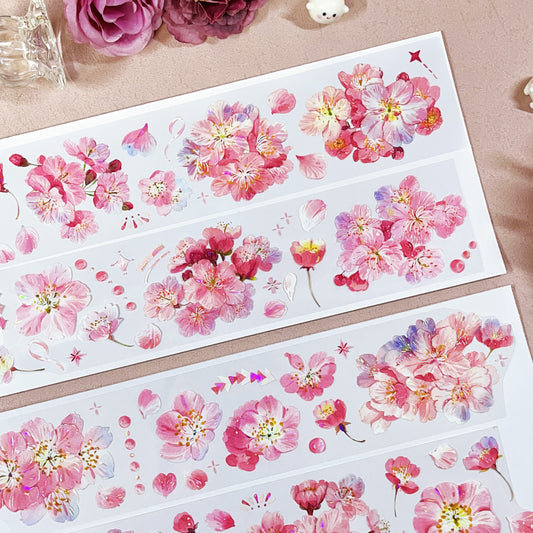 Cherry Blossom Die-Cut PET/Washi Paper Tape (One Cycle)