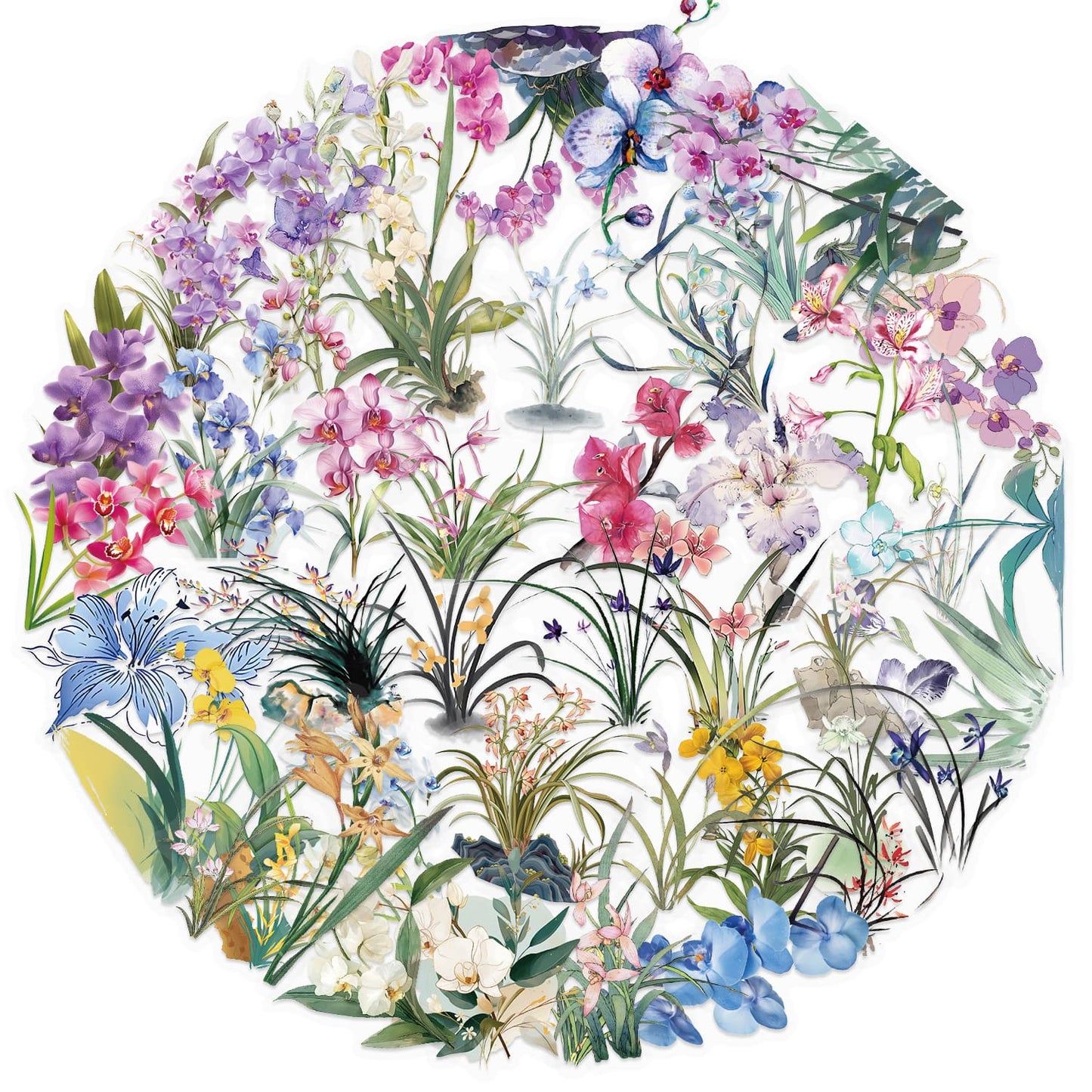 50PCS Orchid Grass Stickers