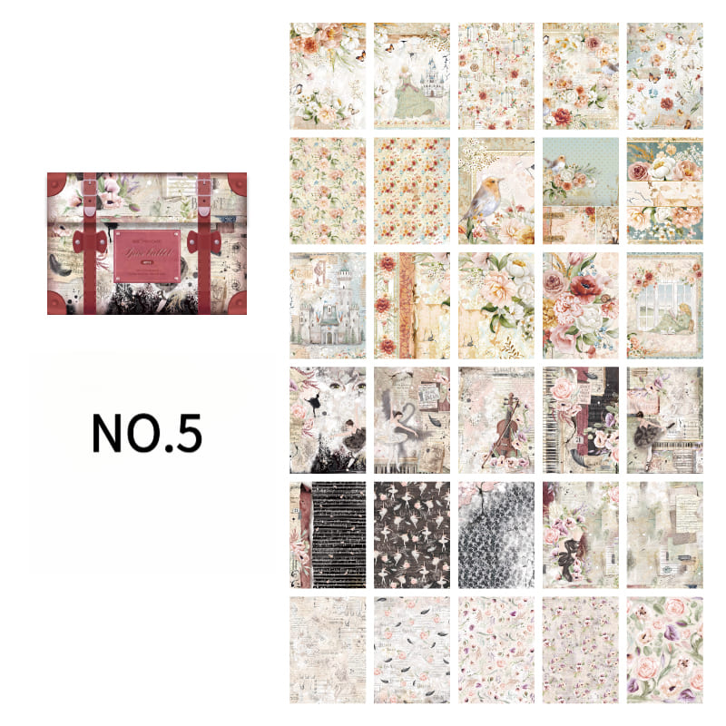 60PCS Vintage Box-Style Scrapbook Paper
