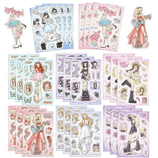 8PCS Girl Group Cartoon Stickers