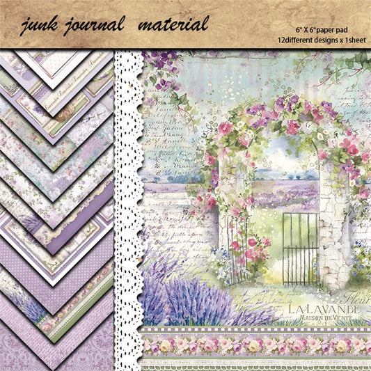 12PCS Provence Scrapbook Paper