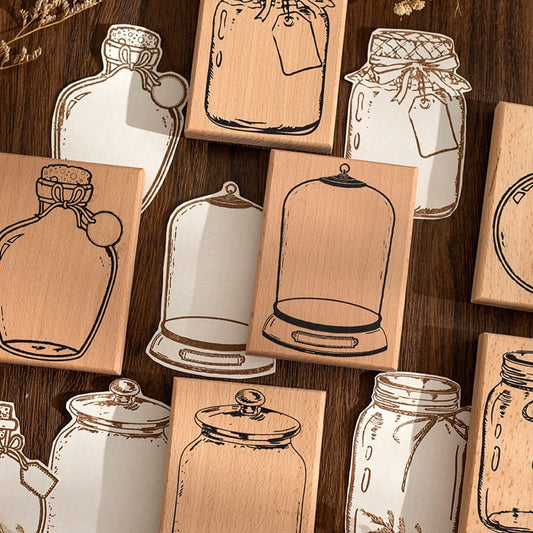 World In A Bottle Wooden Stamp