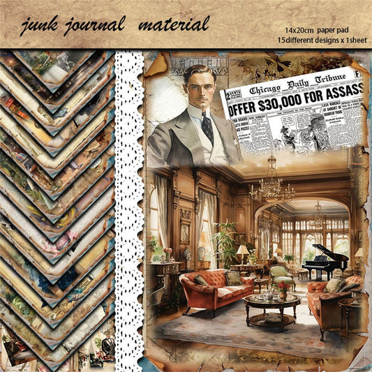 15PCS Vintage Lady Scrapbook Paper