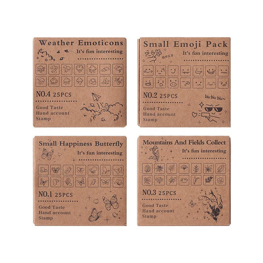 25-PCS Interesting Series Wooden Stamp