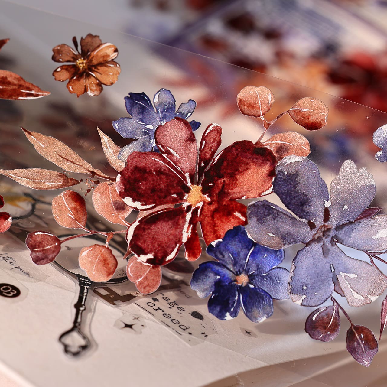 One Cycle Vibrant Two-Tone Flower Washi/PET Tape