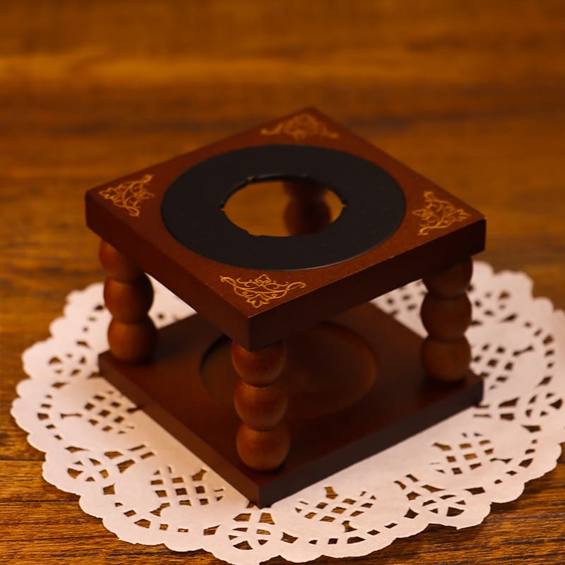 Retro Beech Wood Wax Melter Set