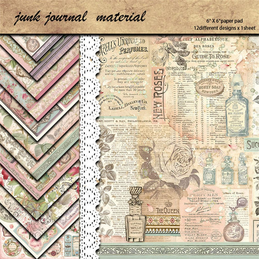 12PCS Rose Perfume Scrapbook Paper