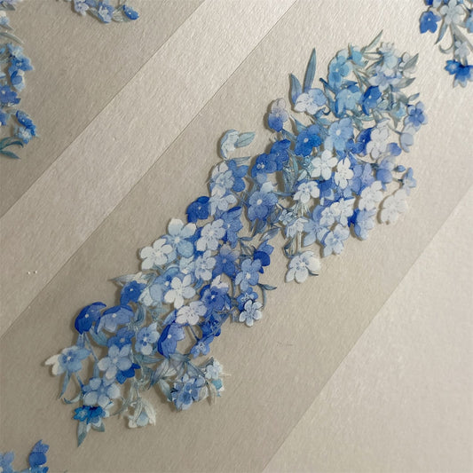 6cm*100cm Blue Flowers One Cycle PET Tape