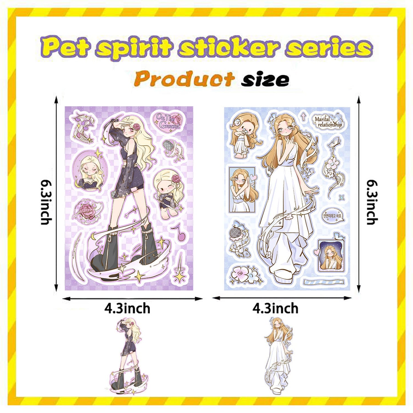 8PCS Girl Group Cartoon Stickers