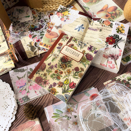265PCS Vintage Floral Plant Series Scrapbook Box