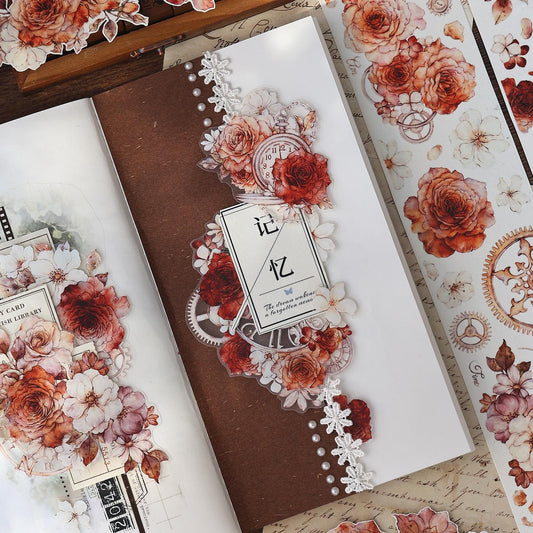 6CM*120CM Red Rose One Cycle Washi/PET Tape