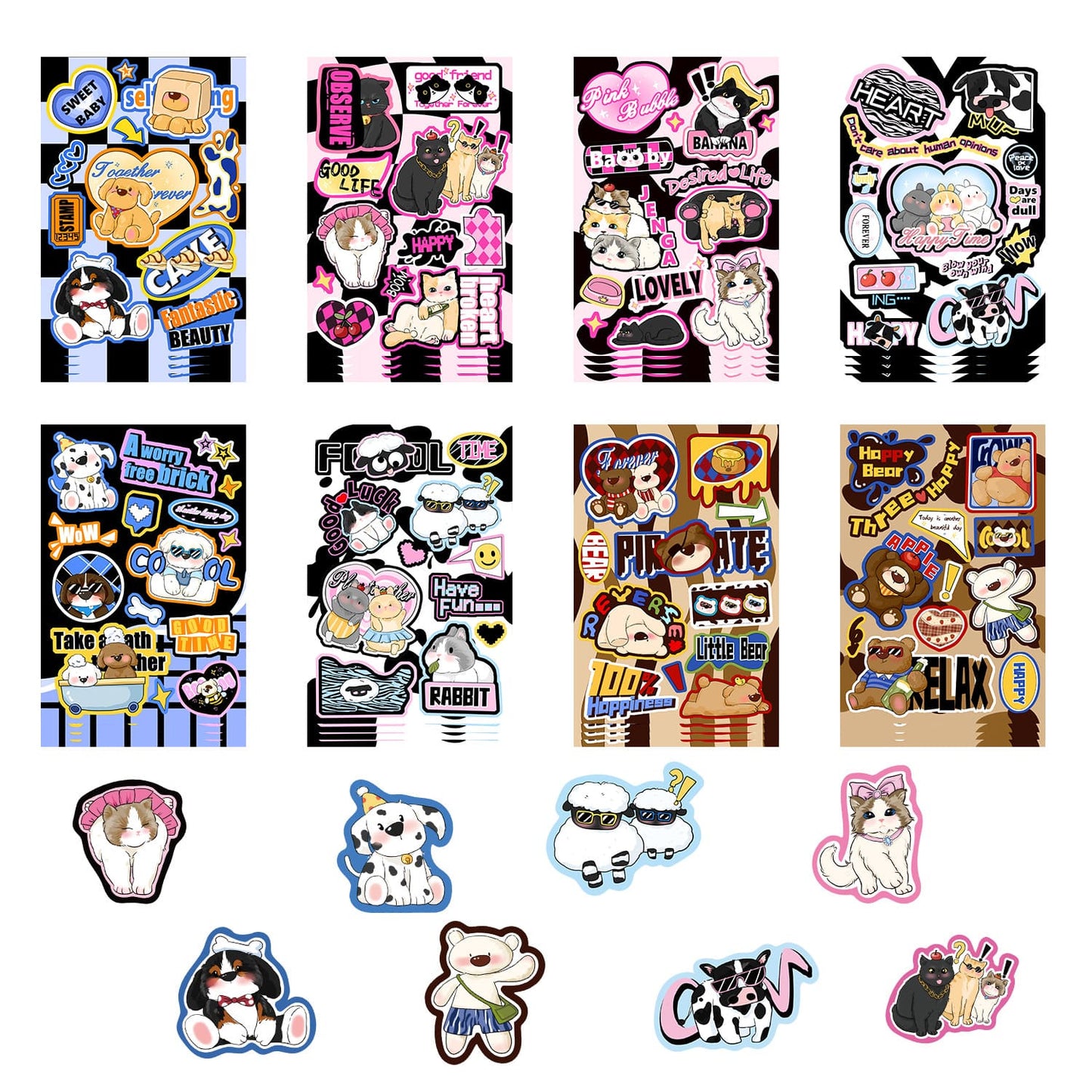 8PCS Cute Pet Stickers