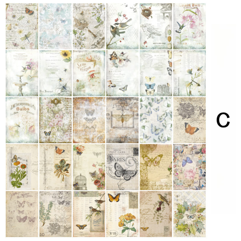 30PCS Retro Dream Series Scrapbook Paper