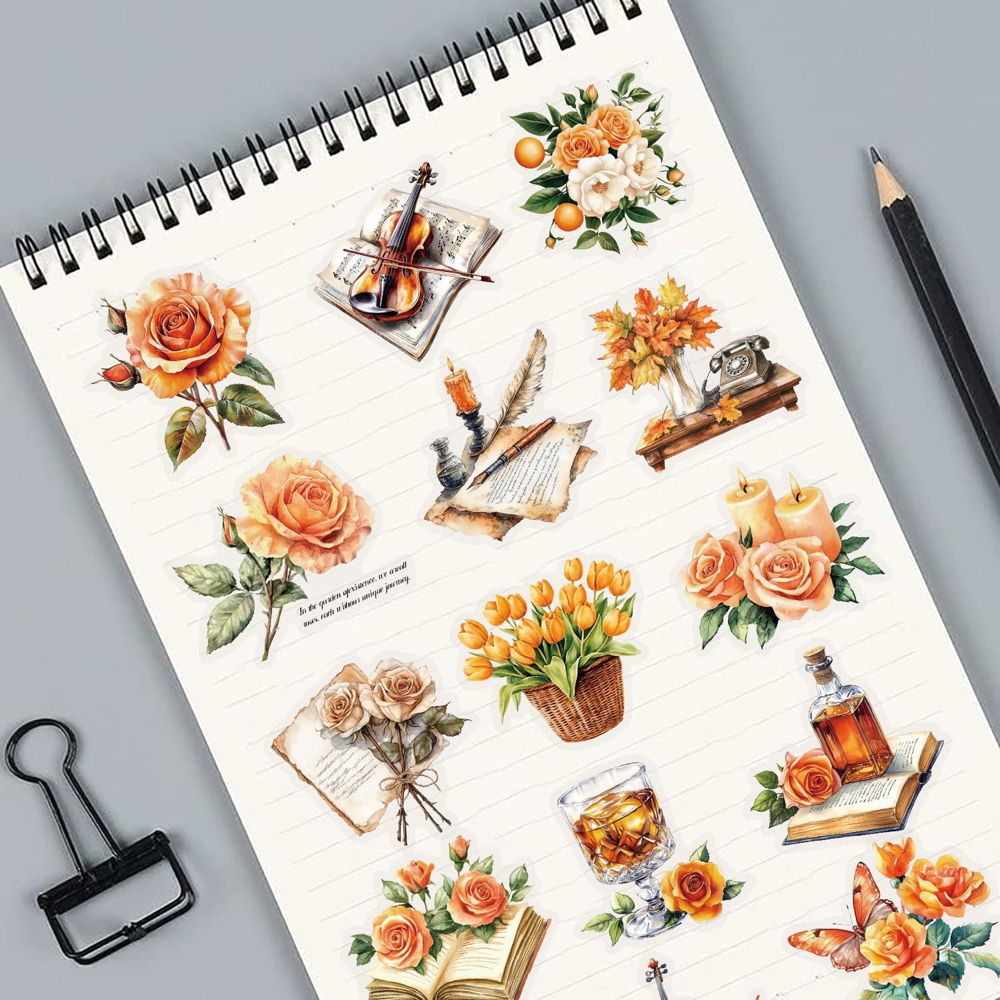 50PCS Orange Flower Sticker