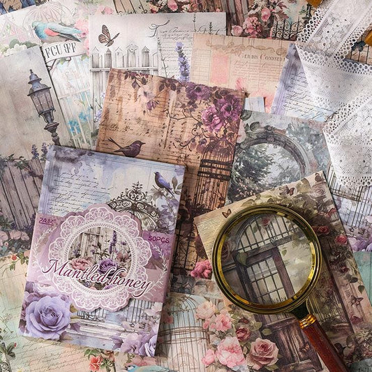 50PCS Floral Scrapbook Paper