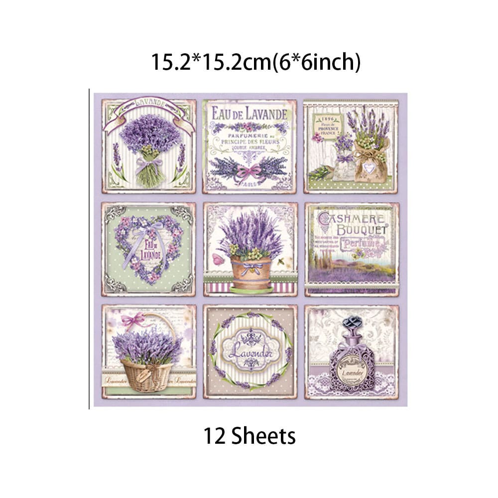 12PCS Provence Scrapbook Paper