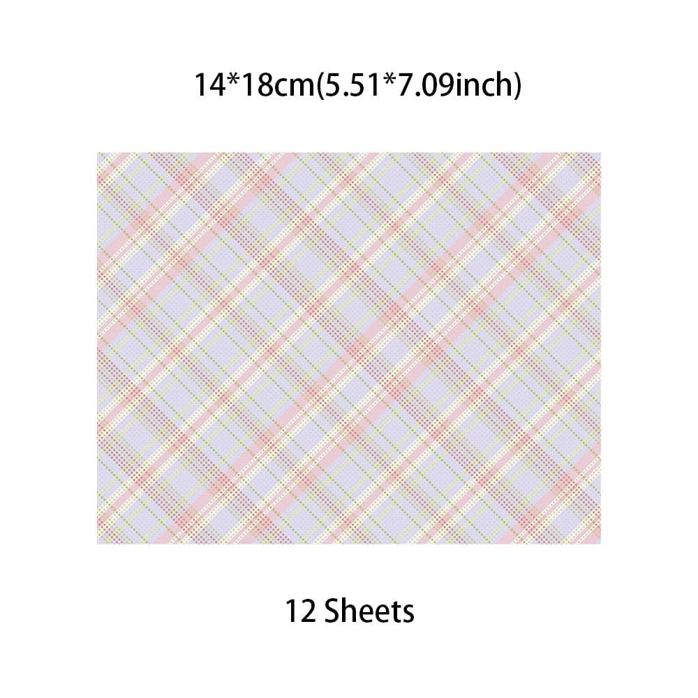 12PCS Pink Plaid Scrapbook Paper
