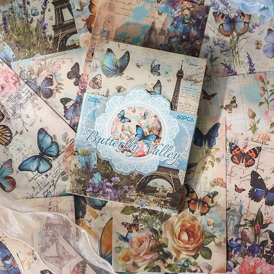 50PCS Floral Scrapbook Paper
