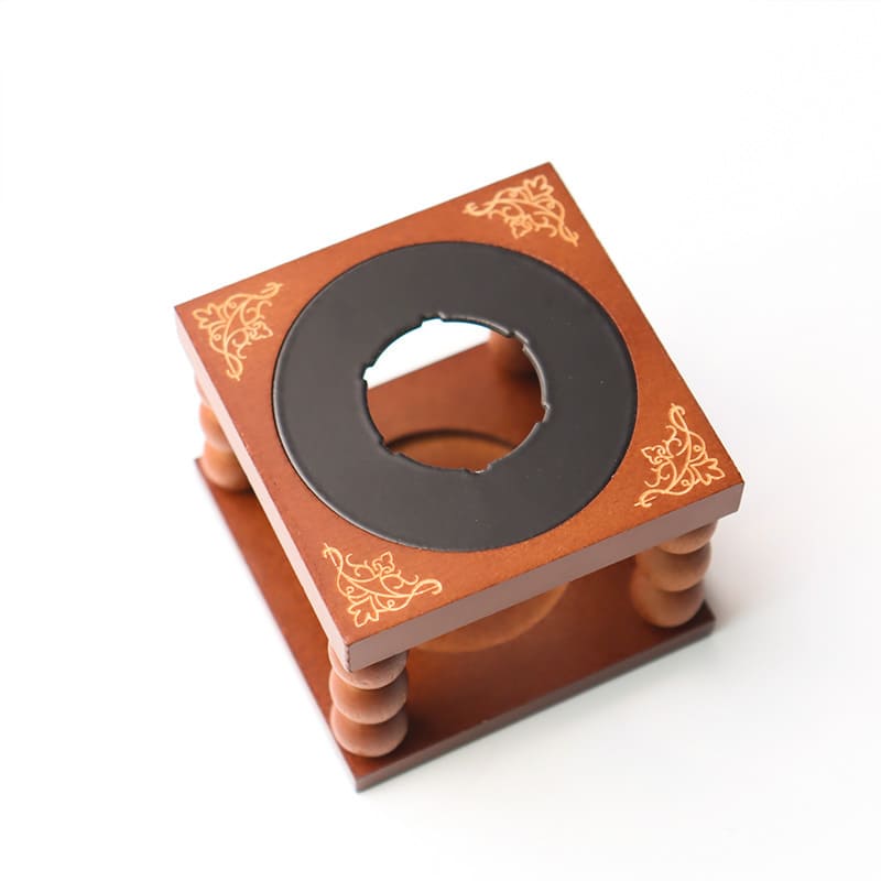 Retro Beech Wood Wax Melter Set