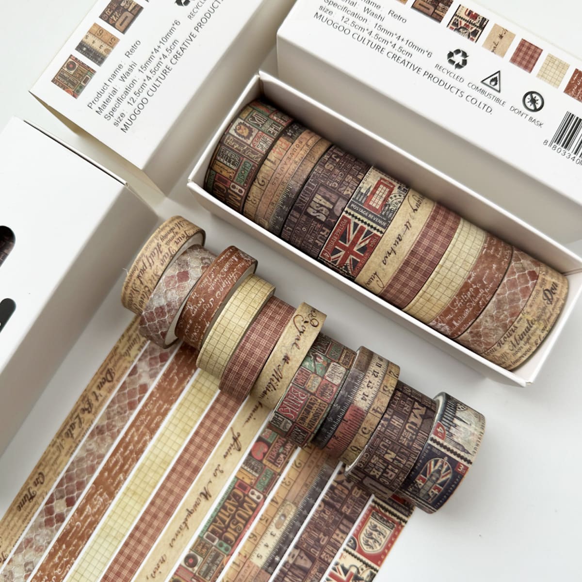 8 Rolls of Vintage Washi Tape