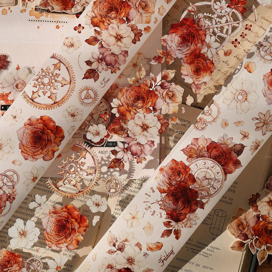 6CM*120CM Red Rose One Cycle Washi/PET Tape