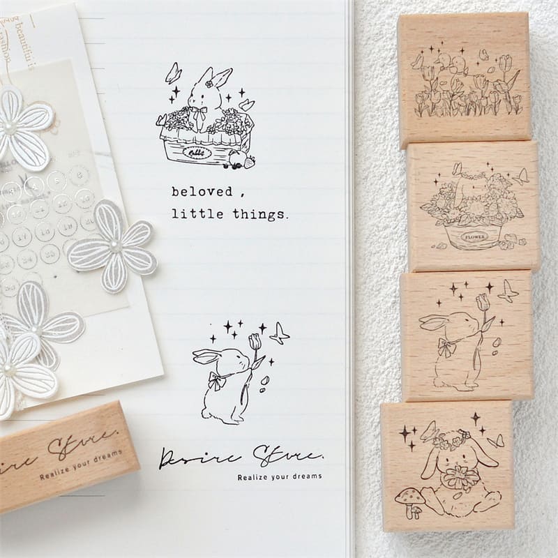 Rabbit Garden Wooden Stamp