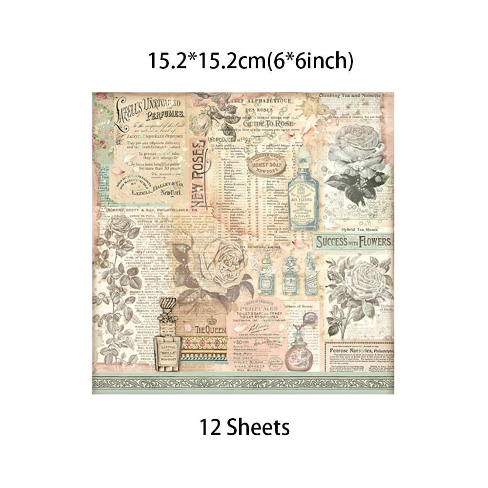 12PCS Rose Perfume Scrapbook Paper