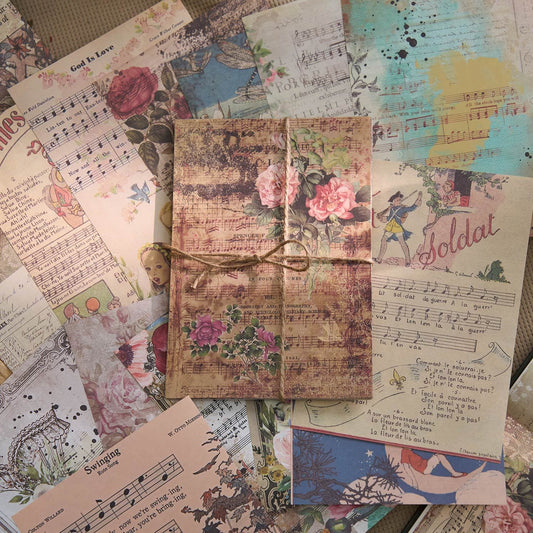 30PCS Retro Dream Series Scrapbook Paper