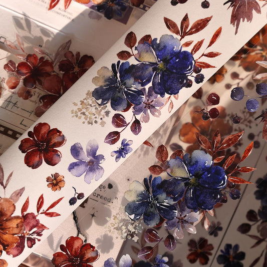 One Cycle Vibrant Two-Tone Flower Washi/PET Tape