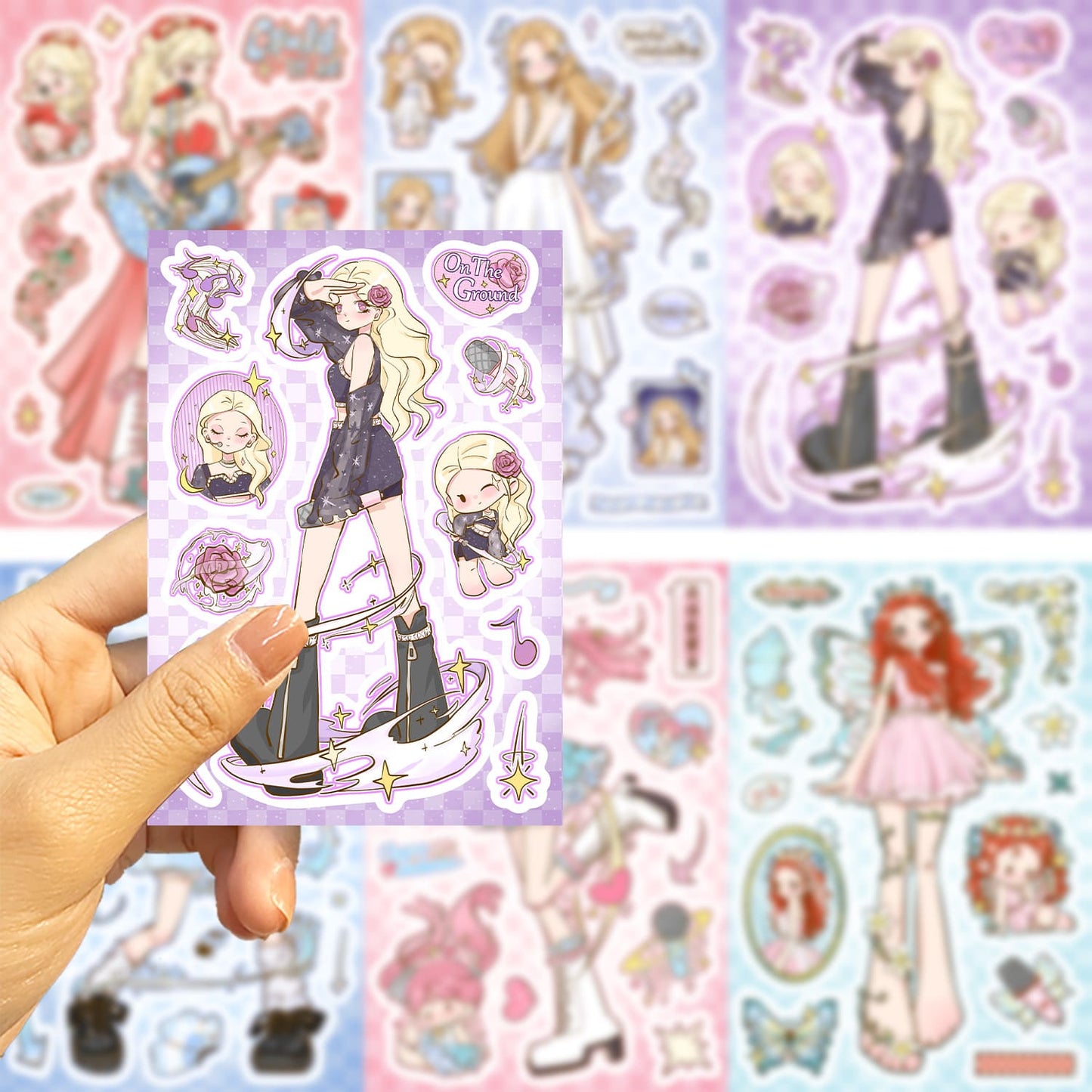 8PCS Girl Group Cartoon Stickers