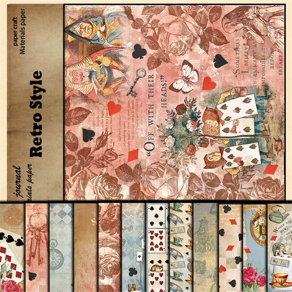 12PCS Alice's Gifts Scrapbook Paper