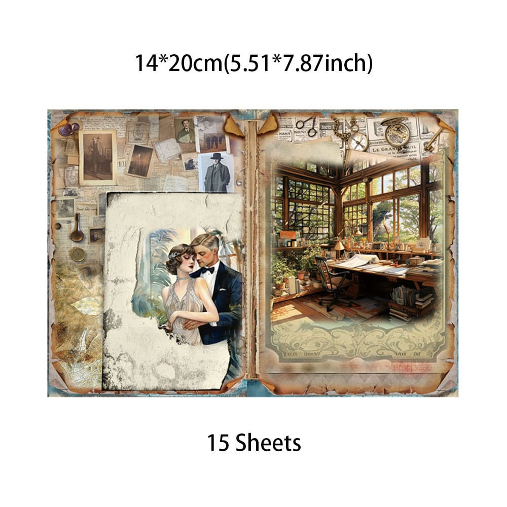 15PCS Vintage Lady Scrapbook Paper