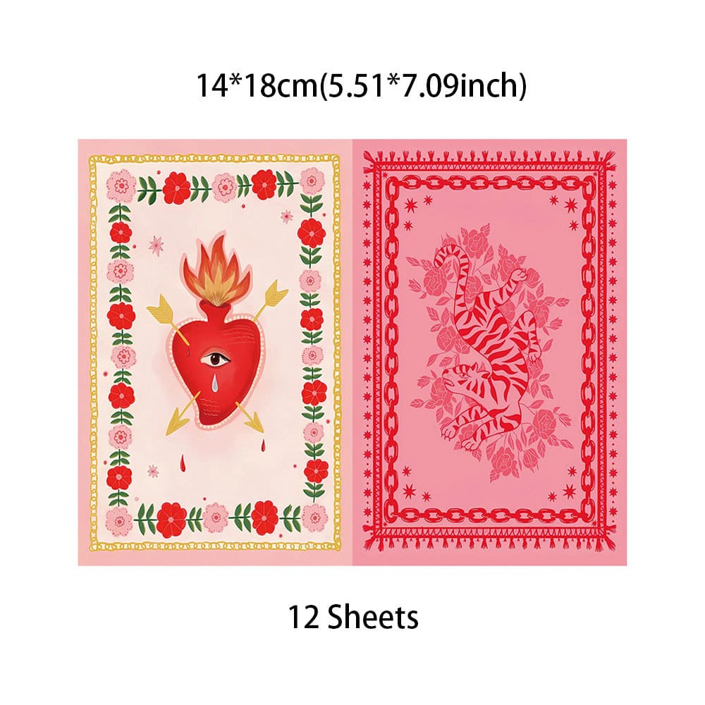 12PCS Vintage Illustration Scrapbook Paper