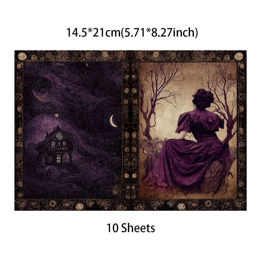 10PCS Purple Magic Scrapbook Paper
