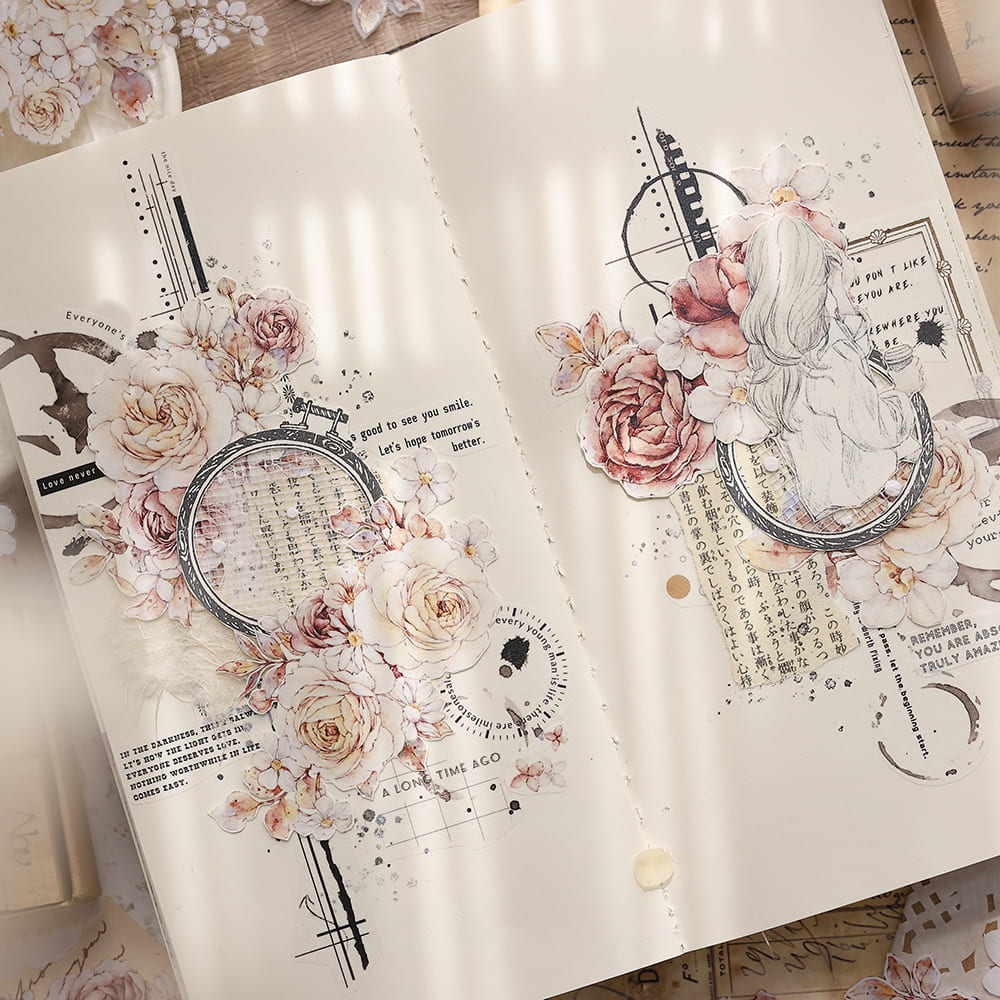 5.5CM*120CMGentle Flower Washi/PET Tape