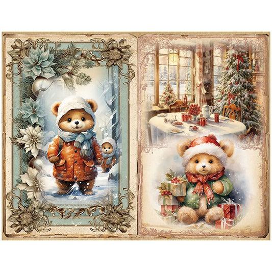 10PCS Vintage Teddy Bear Scrapbook Paper
