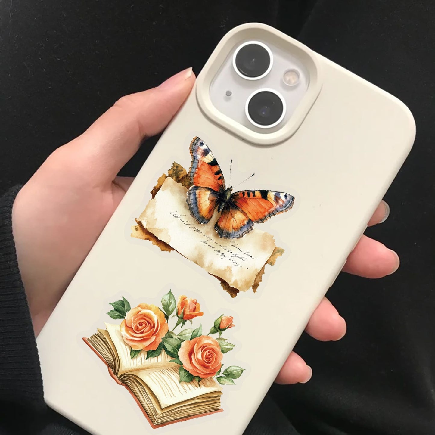 50PCS Orange Flower Sticker