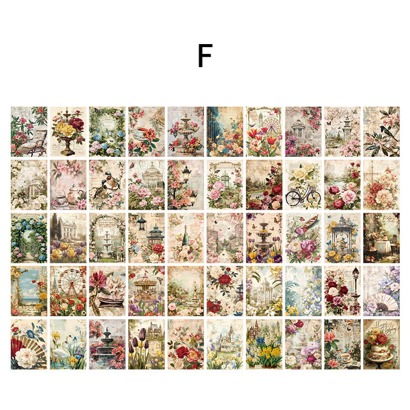 50PCS Floral Scrapbook Paper
