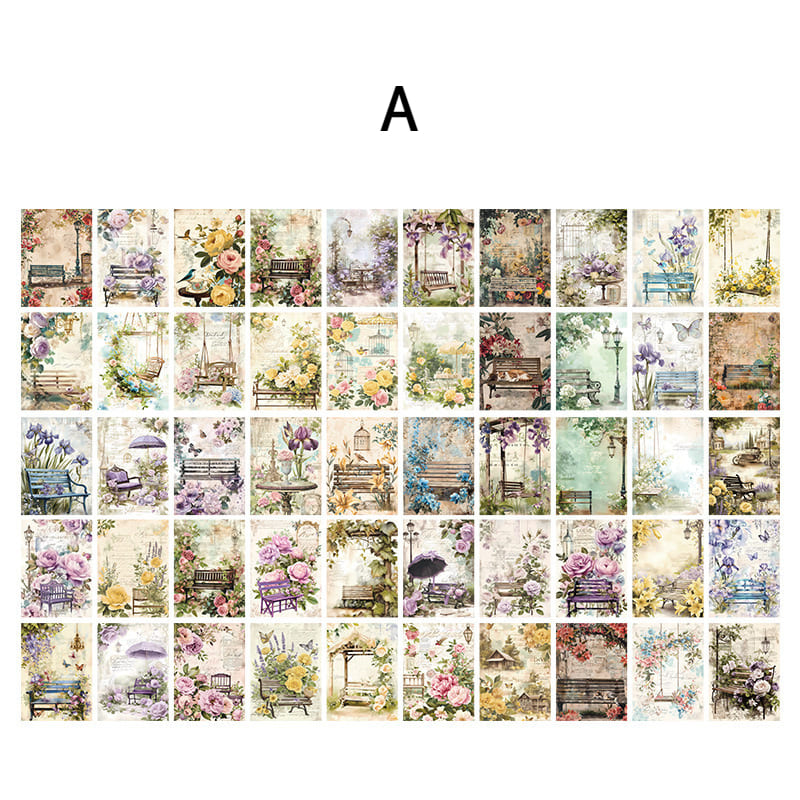 50PCS Floral Scrapbook Paper